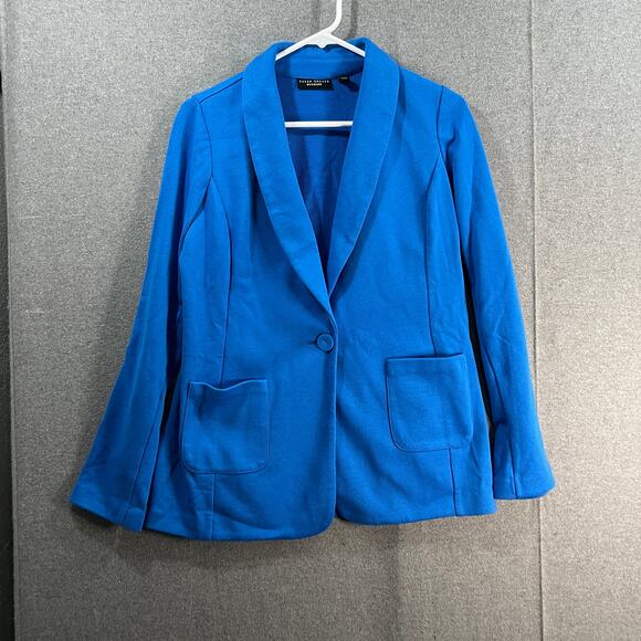 Susan Graver Weekend Regular Marina Knit Blazer Blue Brigade Size Small - Picture 1 of 9